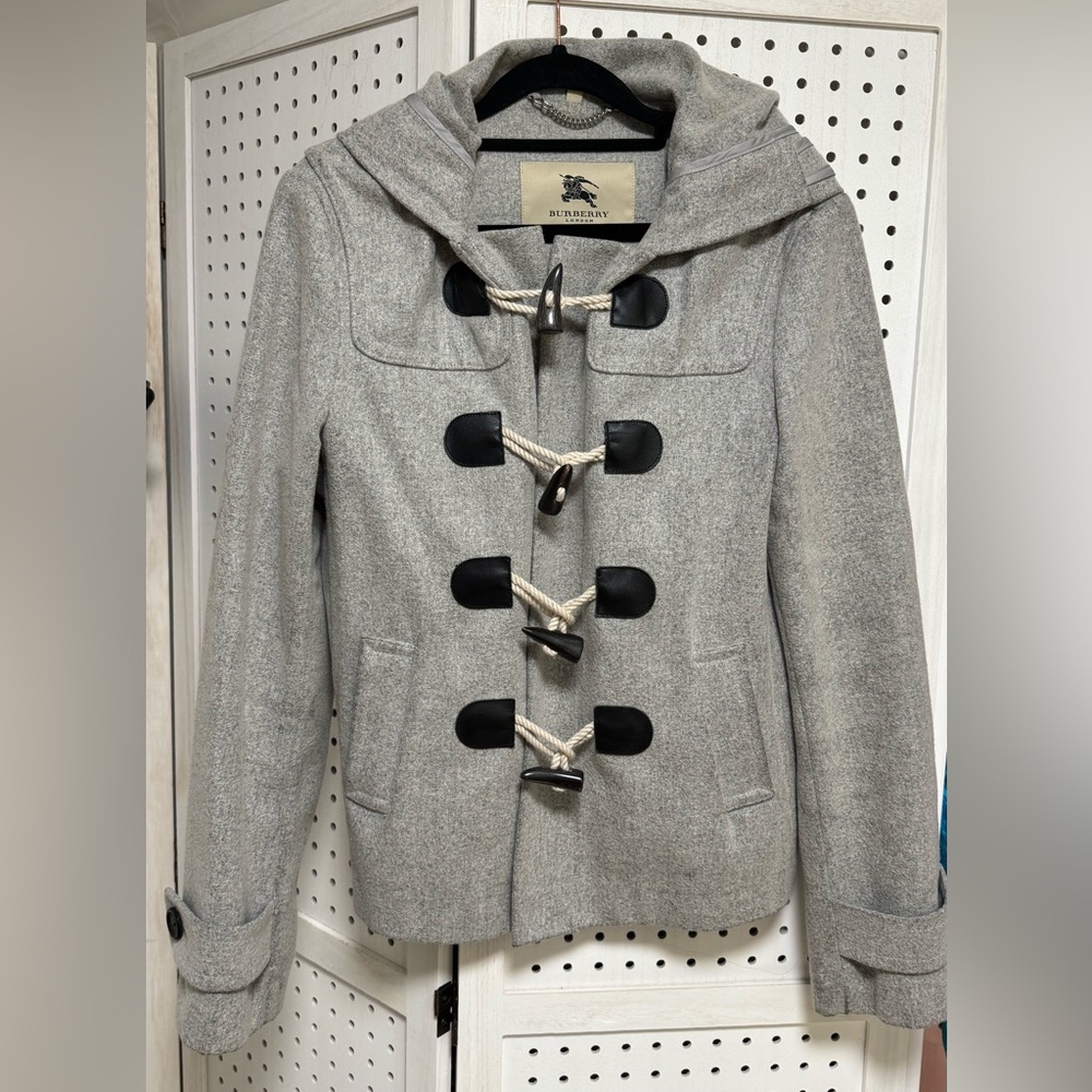 Burberry Gray Toggle Trench Coat - Size 10